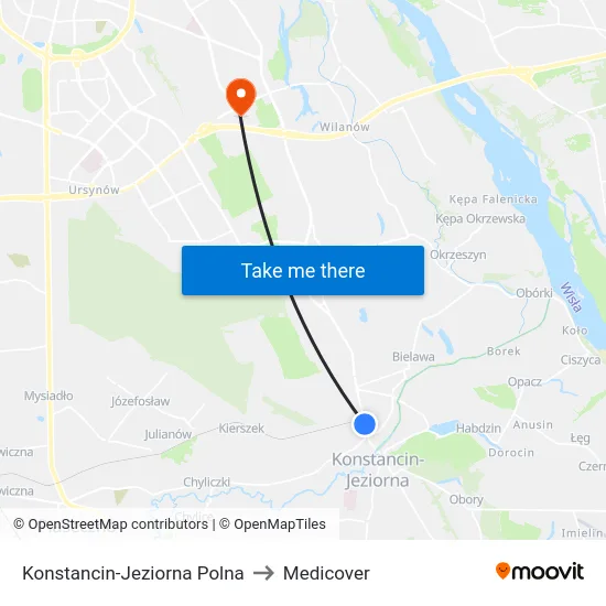 Konstancin-Jeziorna Polna to Medicover map