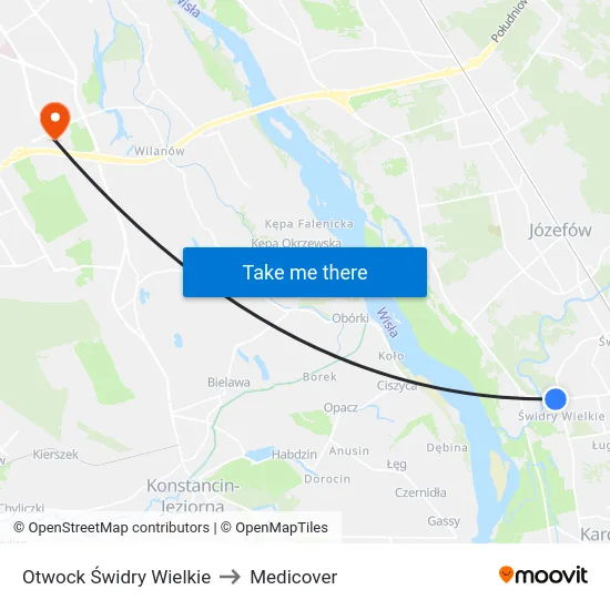 Otwock Świdry Wielkie to Medicover map