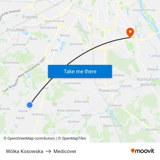 Wólka Kosowska to Medicover map