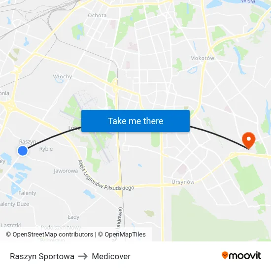 Raszyn Sportowa to Medicover map