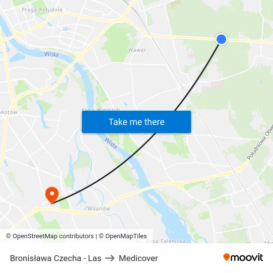 Bronisława Czecha - Las to Medicover map