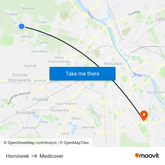 Hornówek to Medicover map