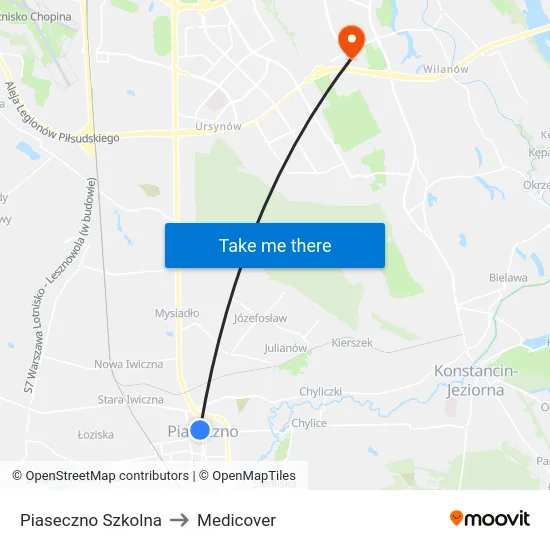 Piaseczno Szkolna to Medicover map