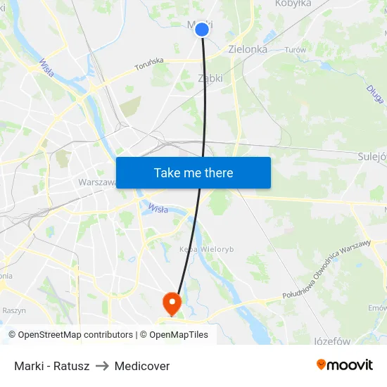 Marki - Ratusz to Medicover map