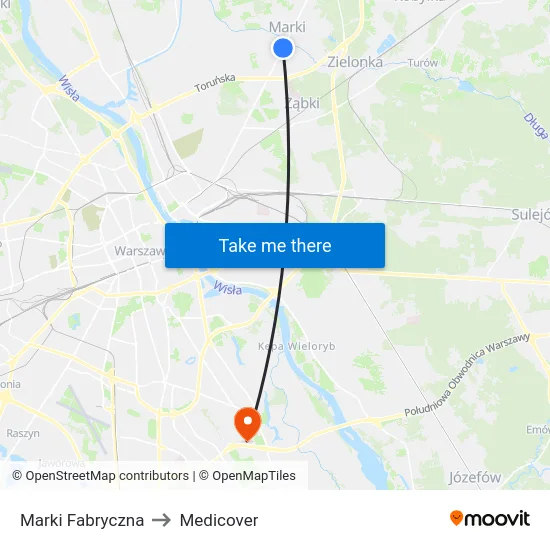 Marki Fabryczna to Medicover map