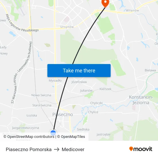 Piaseczno Pomorska to Medicover map