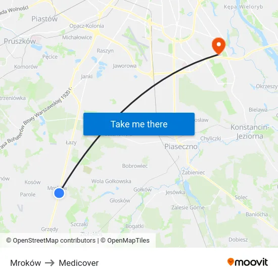 Mroków to Medicover map