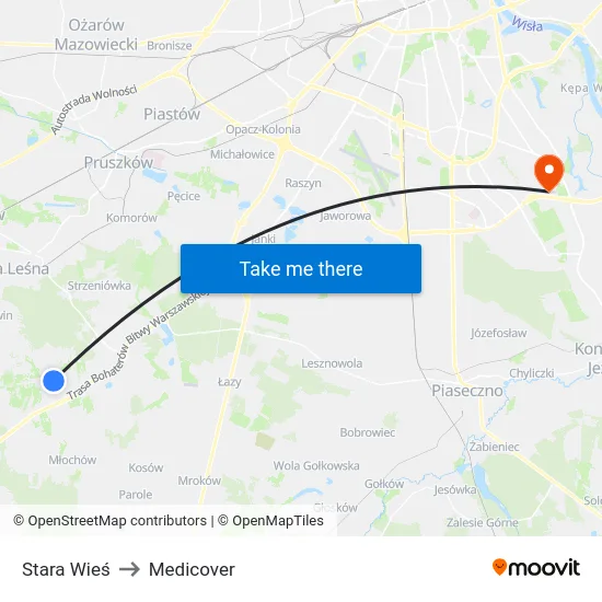 Stara Wieś to Medicover map