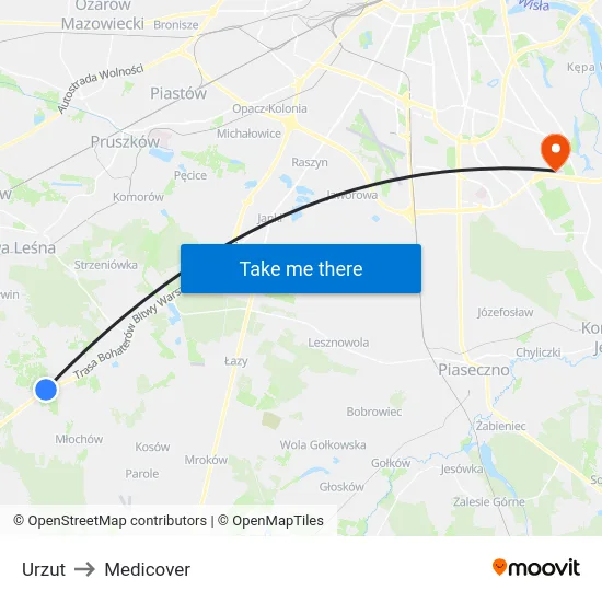 Urzut to Medicover map