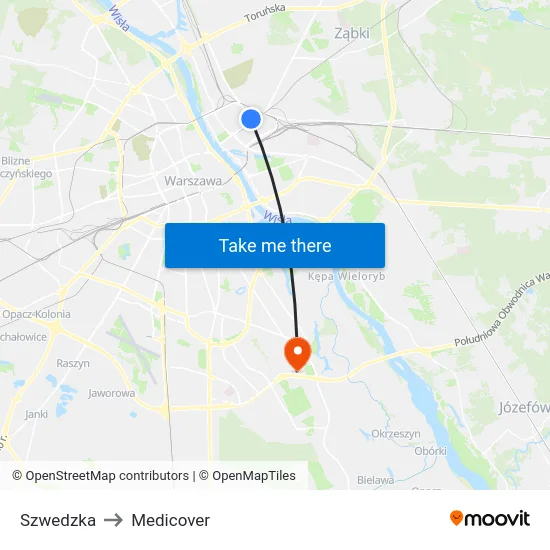 Szwedzka to Medicover map