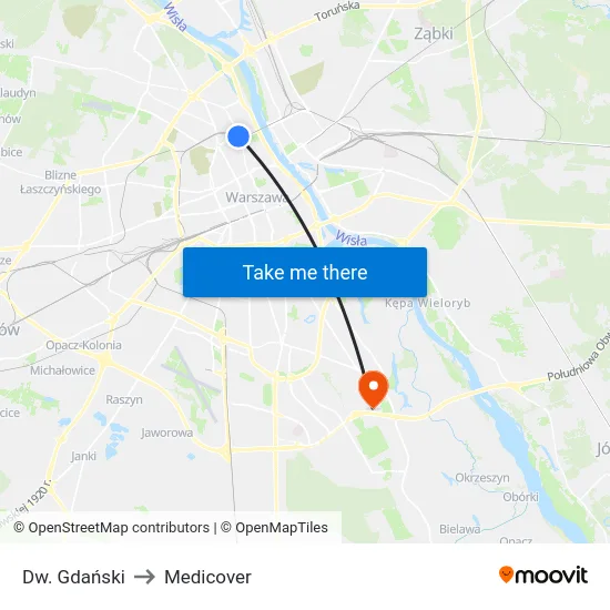 Dw. Gdański to Medicover map