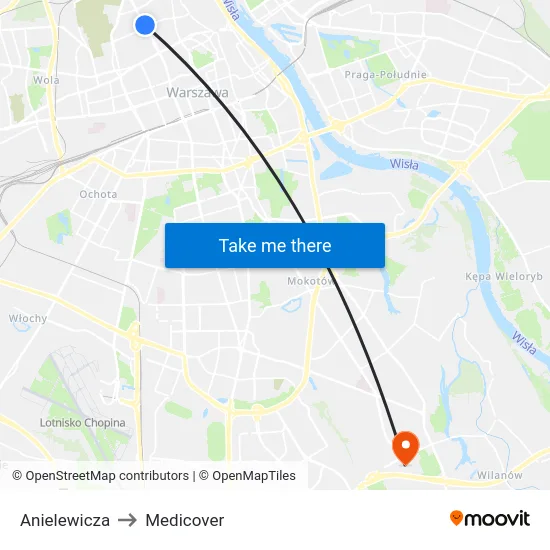 Anielewicza to Medicover map