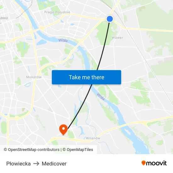 Płowiecka to Medicover map