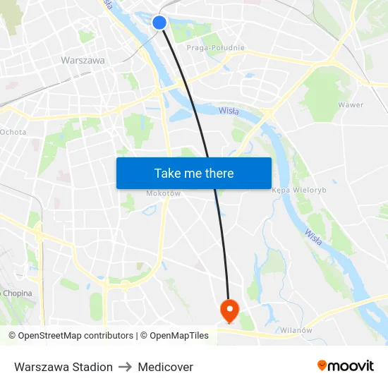 Warszawa Stadion to Medicover map