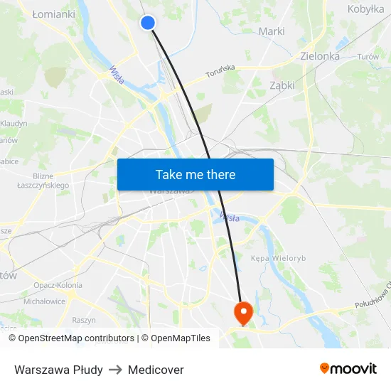 Warszawa Płudy to Medicover map