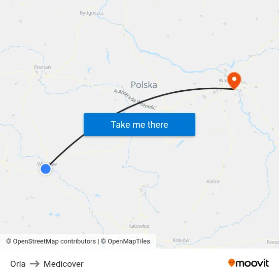 Orla to Medicover map