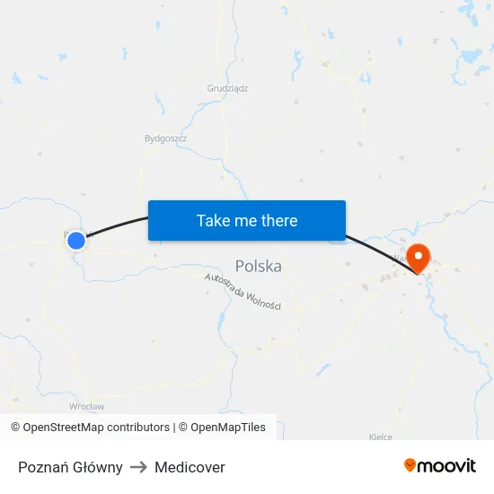 Poznań Główny to Medicover map