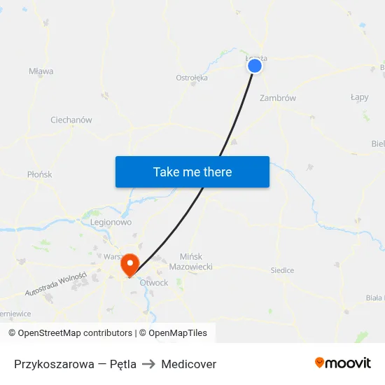 Przykoszarowa — Pętla to Medicover map