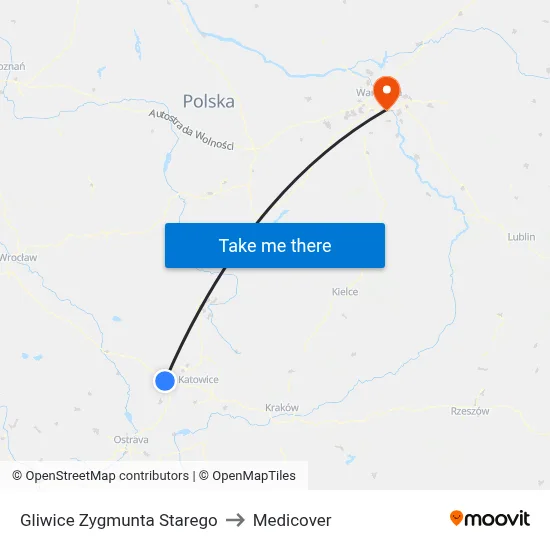 Gliwice Zygmunta Starego to Medicover map