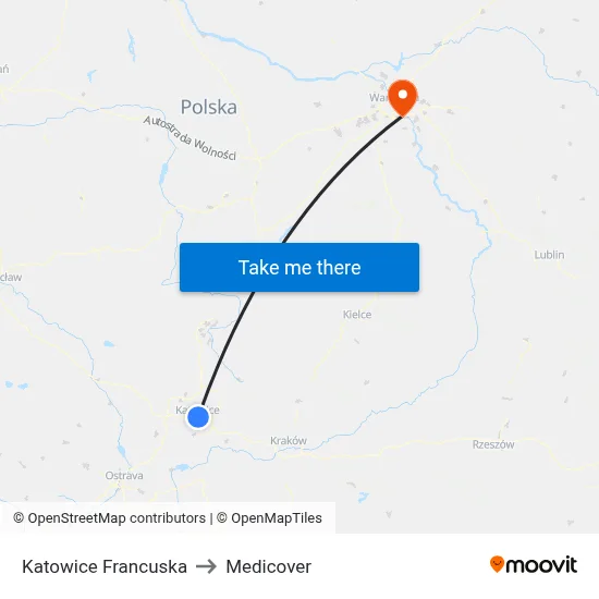 Katowice Francuska to Medicover map