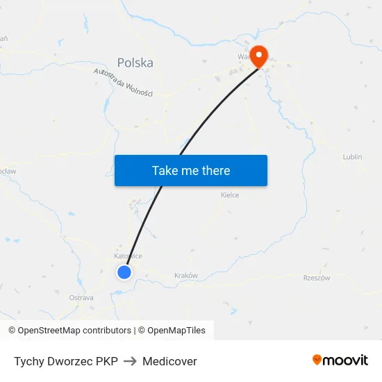 Tychy Dworzec PKP to Medicover map