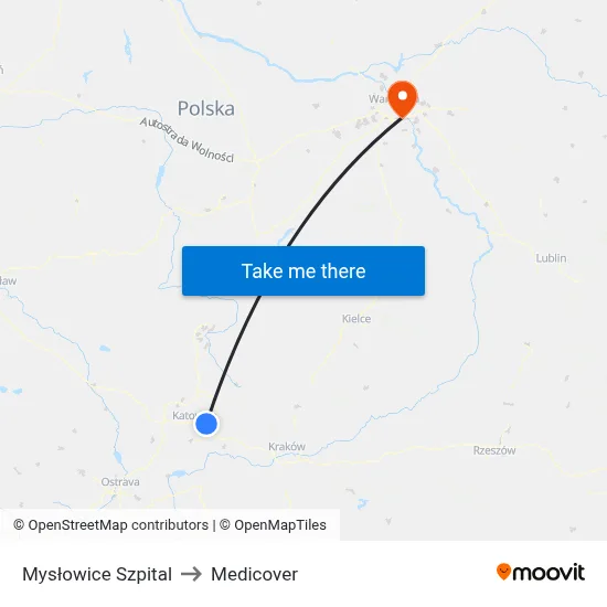 Mysłowice Szpital to Medicover map
