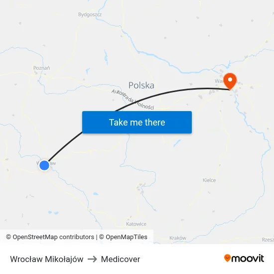 Wrocław Mikołajów to Medicover map