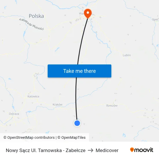 Nowy Sącz Ul. Tarnowska - Zabełcze to Medicover map