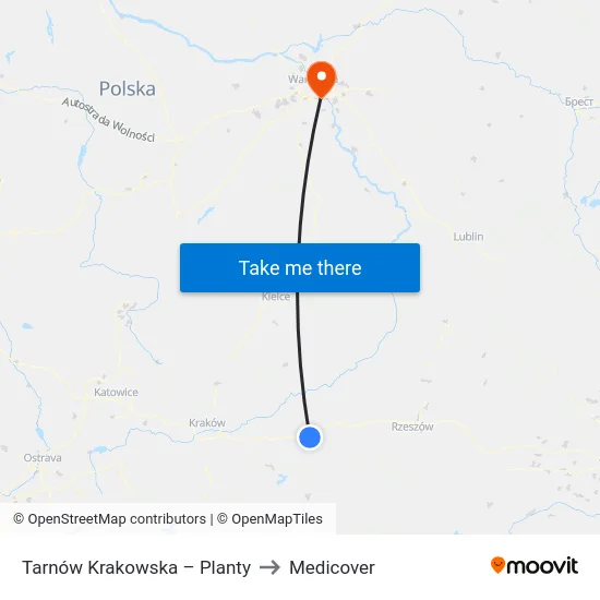 Tarnów Krakowska – Planty to Medicover map