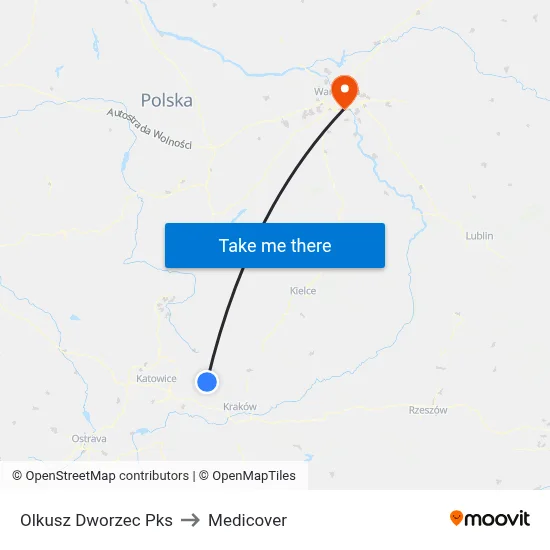 Olkusz Dworzec Pks to Medicover map