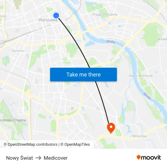 Nowy Świat to Medicover map