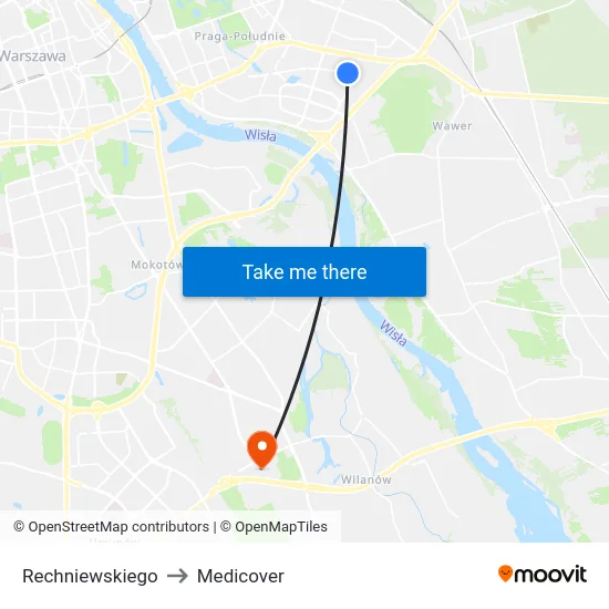 Rechniewskiego to Medicover map
