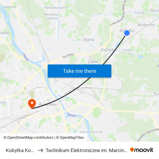 Kobyłka Kościół 02 to Technikum Elektroniczne im. Marcina Kasprzaka nr 36 map