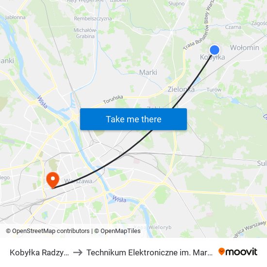 Kobyłka Radzymińska 02 to Technikum Elektroniczne im. Marcina Kasprzaka nr 36 map