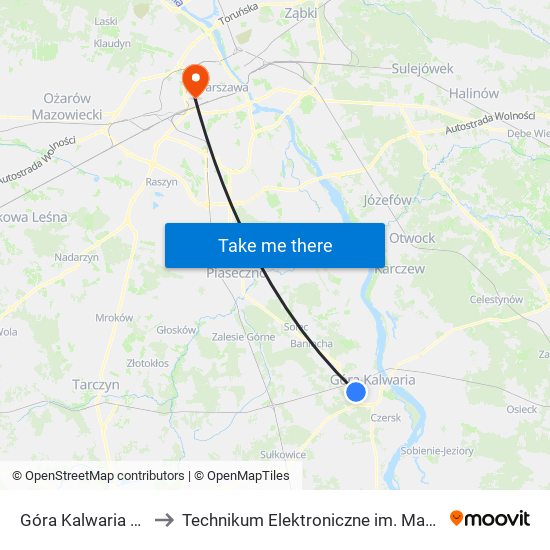 Góra Kalwaria Marianki 01 to Technikum Elektroniczne im. Marcina Kasprzaka nr 36 map