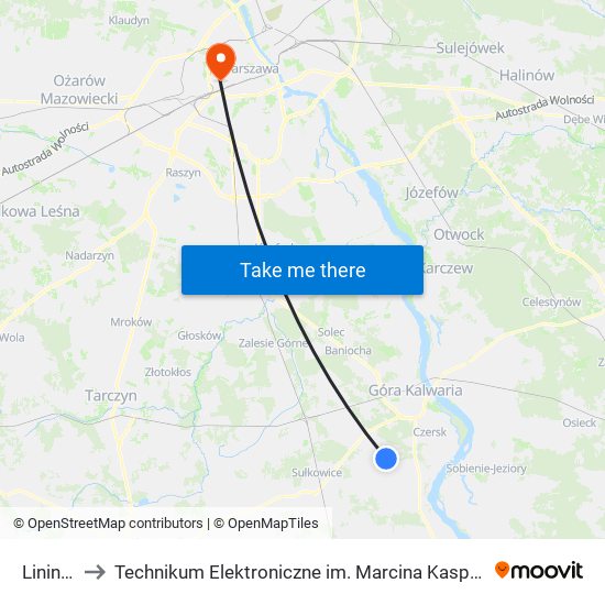 Linin 01 to Technikum Elektroniczne im. Marcina Kasprzaka nr 36 map