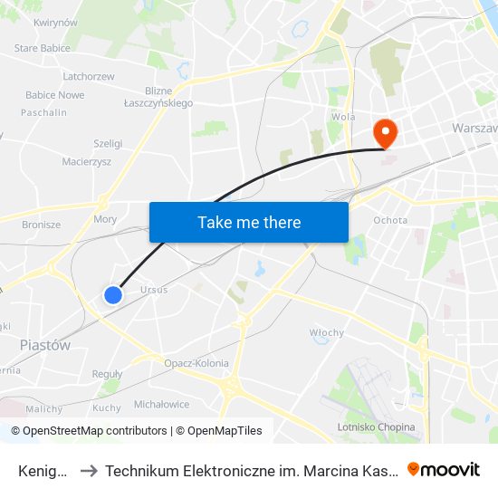 Keniga 01 to Technikum Elektroniczne im. Marcina Kasprzaka nr 36 map