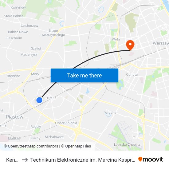 Keniga to Technikum Elektroniczne im. Marcina Kasprzaka nr 36 map