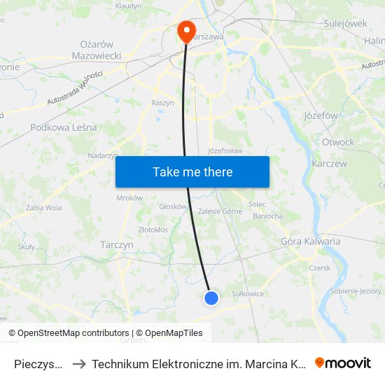 Pieczyska 01 to Technikum Elektroniczne im. Marcina Kasprzaka nr 36 map