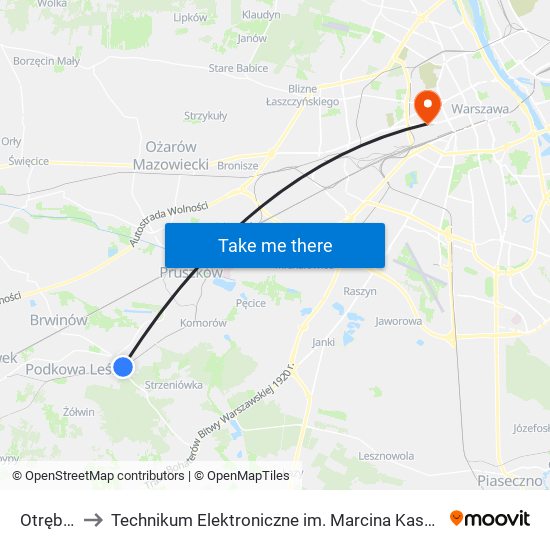 Otrębusy to Technikum Elektroniczne im. Marcina Kasprzaka nr 36 map