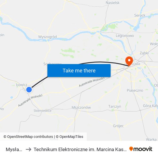 Mysłaków to Technikum Elektroniczne im. Marcina Kasprzaka nr 36 map