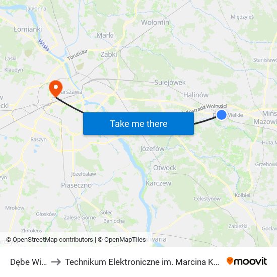 Dębe Wielkie to Technikum Elektroniczne im. Marcina Kasprzaka nr 36 map