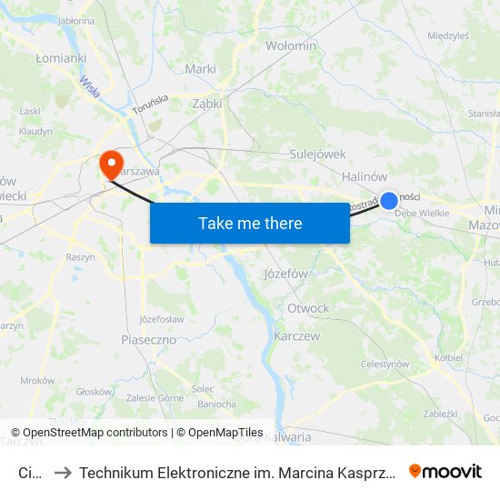 Cisie to Technikum Elektroniczne im. Marcina Kasprzaka nr 36 map