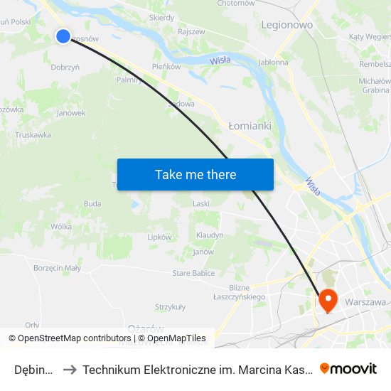 Dębina 01 to Technikum Elektroniczne im. Marcina Kasprzaka nr 36 map