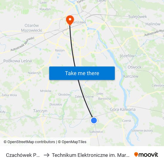 Czachówek Południowy to Technikum Elektroniczne im. Marcina Kasprzaka nr 36 map