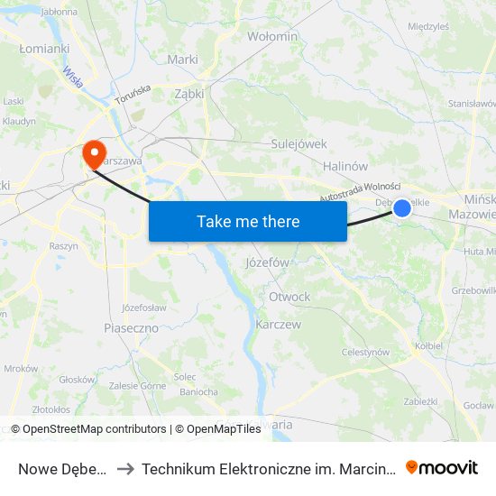 Nowe Dębe Wielkie to Technikum Elektroniczne im. Marcina Kasprzaka nr 36 map