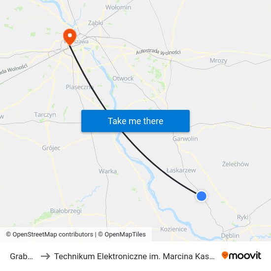 Grabniak to Technikum Elektroniczne im. Marcina Kasprzaka nr 36 map