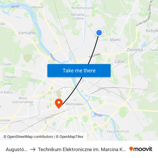 Augustów 02 to Technikum Elektroniczne im. Marcina Kasprzaka nr 36 map