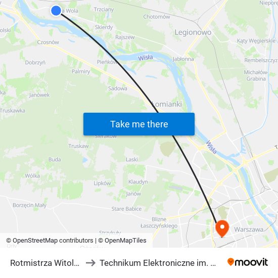 Rotmistrza Witolda Pileckiego I to Technikum Elektroniczne im. Marcina Kasprzaka nr 36 map