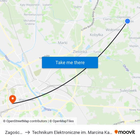 Zagościniec to Technikum Elektroniczne im. Marcina Kasprzaka nr 36 map